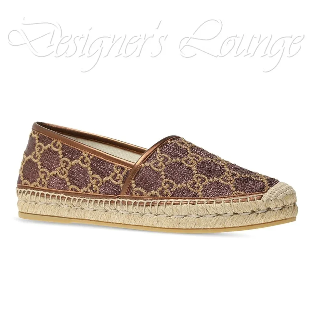 ⚡️SOLD! NEW GUCCI Heritage GG Monogram Brown Metallic Espadrilles Size EU 38 - Picture 8 of 12